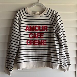 Sezane Navy and White Striped Sweater